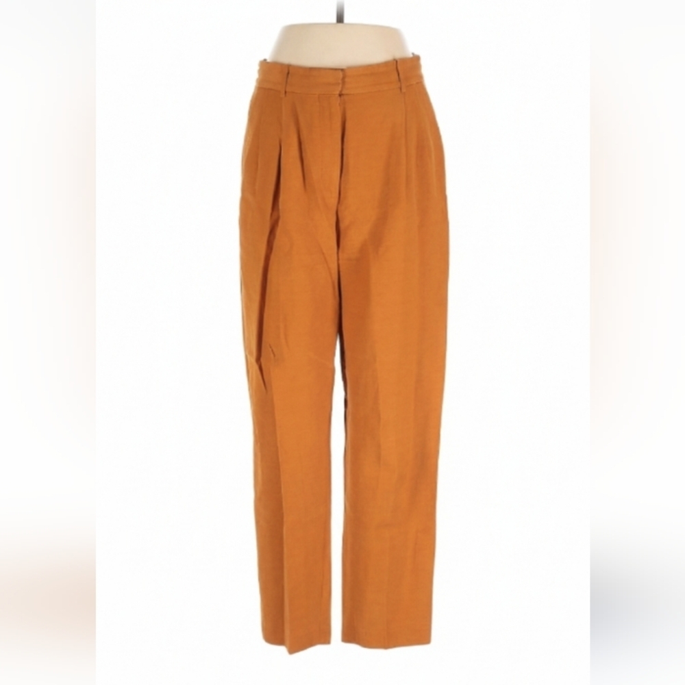 Aknvas Straight Leg Tailored Pants Brown Orange Cotton Viscose Size 8